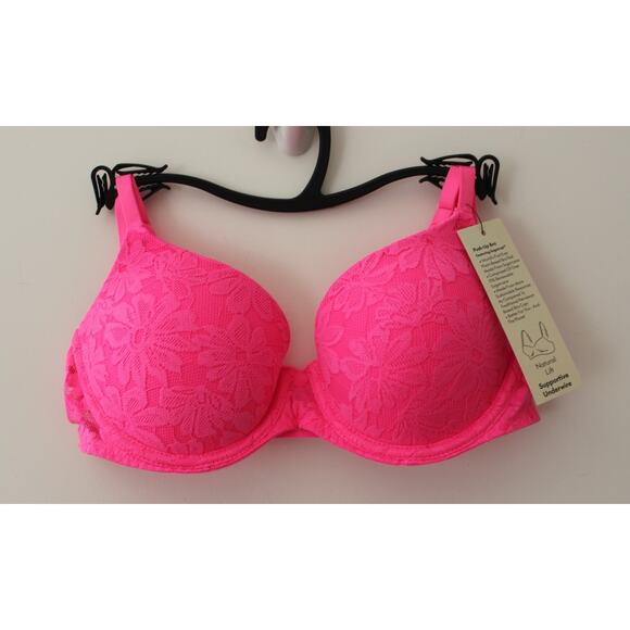 No Boundaries Womens All Over Lace Push Up Bra Sugarcup Pink Multisize NWT - Picture 2 of 6